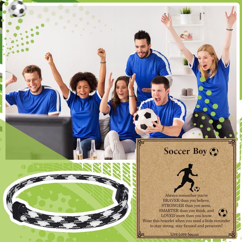 Liliaafar 12 Sets Soccer Sports Bracelets Soccer Team Gifts Rope