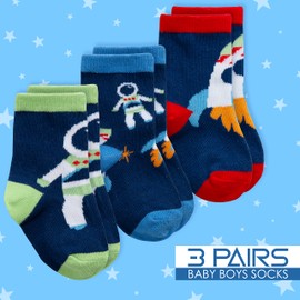 Metzuyan Baby Boys Astro Space UFO Alien Dragon Socks Cotton Rich Novelty Mid Calf Green Astronaut 0-0