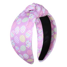 vokone Easter Headband Happy Easter Eggs Bunny Knotted Headband Wide Hairband Spring Costume Headwear Hair Accessories (Easter Eggs B)