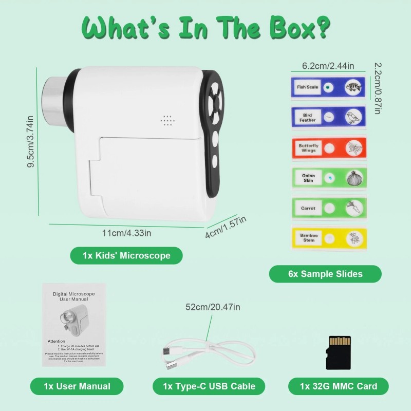 iMounTEK 4K Super Clear Kids Microscope Rechargeable Mini Digital Microscope