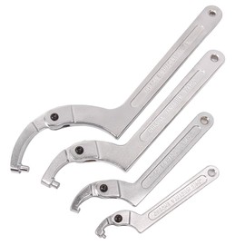Adjustable Hook Wrench, Pin Wrench, C-Shape Spanner, Hand Tool, for Motorcycles (Head: 2.0 - 4.8 inches (51 - 121 mm)