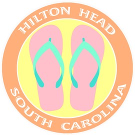 Athena Brands Flip Flops Hilton Head South Carolina - Car Truck Window Bumper Sticker Decal - Sunset Orange
