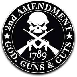 2nd Amendment God Guns Guts Skull Magnet - 5 Inches at Longest End - Heavy Duty Refrigerator Magnet Full Color UV Printed Fade Resistant - One 5 Inch Magnet