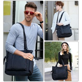 Tiny Chou Tote Bag, Waterproof Nylon Shoulder Bags Laptop Work Bag Multi Pockets Teacher Purses and Handbags for Women Men, Black