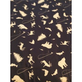 Unbranded Wildlife Toss Elk Bear Moose Fish Pine Trees Fishing Pole Tan / Dark Brown BTY