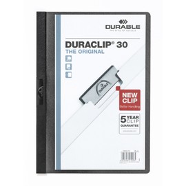 Durable DuraClip 2227-01 Clip File for 1-30 Sheets A4 - Black (Pack of 5)