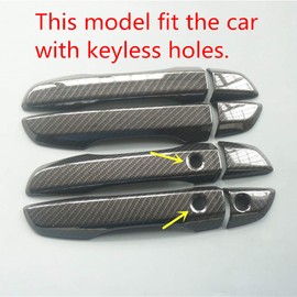 Sport Style Carbon Fiber Print Door Handle Cover Trim for Honda Civic 2016 2017 2018 2019 2020 2021 (Carbon Fiber with Keyless Holes)