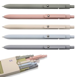 DIBALIYI Quick Dry Ink Pens, Gel Pens Fine Point Smooth Writing, Retractable 0.5 mm Black Ink Pens, Rollerball Pens for Note Taking School Office Supplies, Cute Pens for Women Gifts (5Pcs Morandi)