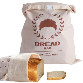 2 Pack Bread Bags for Homemade Bread, Cotton Beeswax Bags for Bread, Reusable Sourdough Bread Bags Beeswax Bread Bag, Bread Storage with Lining, XL Bread Storage Bags