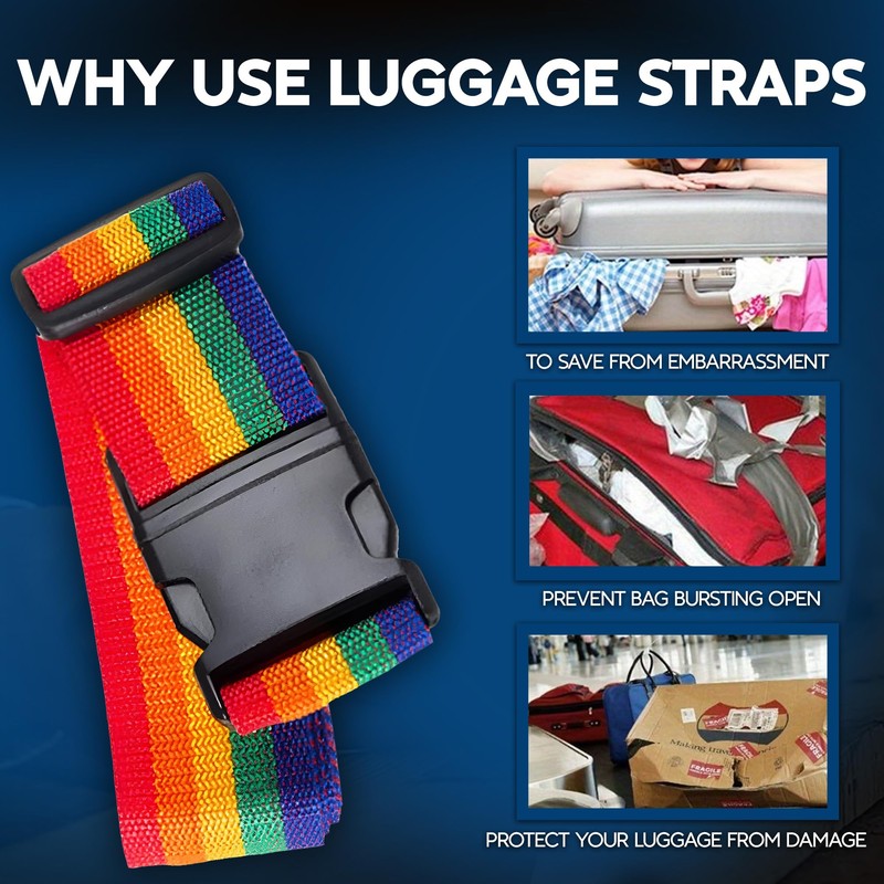 4 Pack Heavy Duty Luggage Straps – Adjustable Suitcase Packing