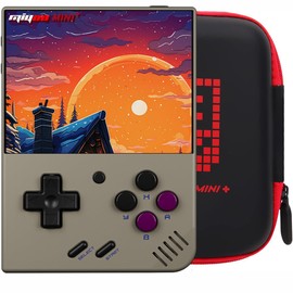 Gift for Men Women, Miyoo Mini Plus with Portable Case Retro Emulator Handheld Game Console with WiFi & RTC, Christmas Stocking Stuffers for Men, Mens Gifts for Dad,Husband, 3000+Classes Game, Gray