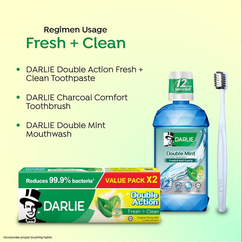 DARLIE Double Action Fresh + Clean Strong Mint Toothpaste 225gx2