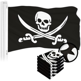 G128 5 Pack: Pirate Jolly Roger Swords Flag | 2.5x4 Ft | ToughWeave Series Embroidered 300D Polyester | Novelty Flag, Embroidered Design, Indoor/Outdoor, Brass Grommets