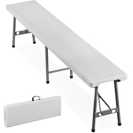 SEGAWE 6FT Plastic Folding Bench Portable Bench Indoor Outdoor for Picnic Camping White