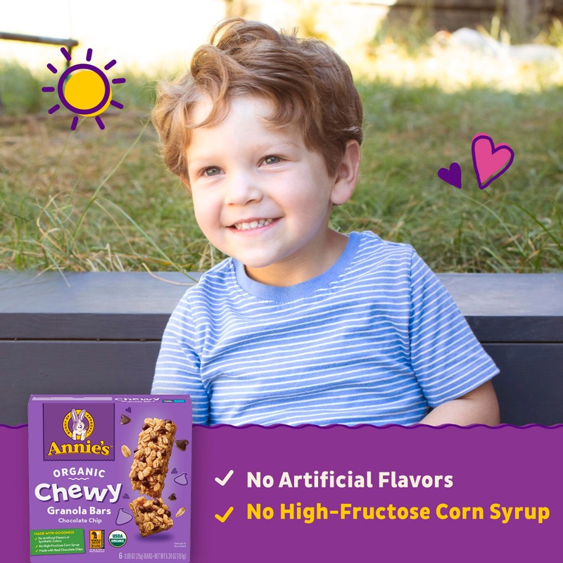 Annie's Organic Chewy Granola Bars, Chocolate Chip, 6 Bars, 5.34