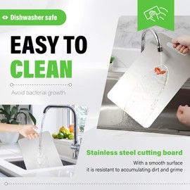 BLACKYEW Stainless Steel Cutting Board, 3 PCS Double Sided Cutting Boards for Kitchen, SUS 316 Food-Grade Non Toxic Stainless Steel Chopping Board for Meat, Fruit and Vegetable