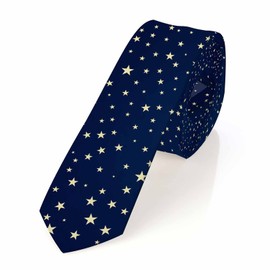 Yakuna Navy Blue Stars Men's Tie Gold Stars Shine Classic Men's Neckties Festival Gift for Boys Teens Men