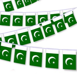 30 PCS Pakistan Flag, 33 FT Pakistani National Bunting,DecorGarden With Brass Gromment