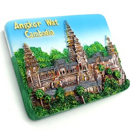Cambodia Angkor Wat Fridge Magnet, 3D Magnet Travel Sticker Souvenirs, Global Landmarks, Must-Have Featuring Iconic Cities like Dubai, London, Paris, and More (Cambodia)