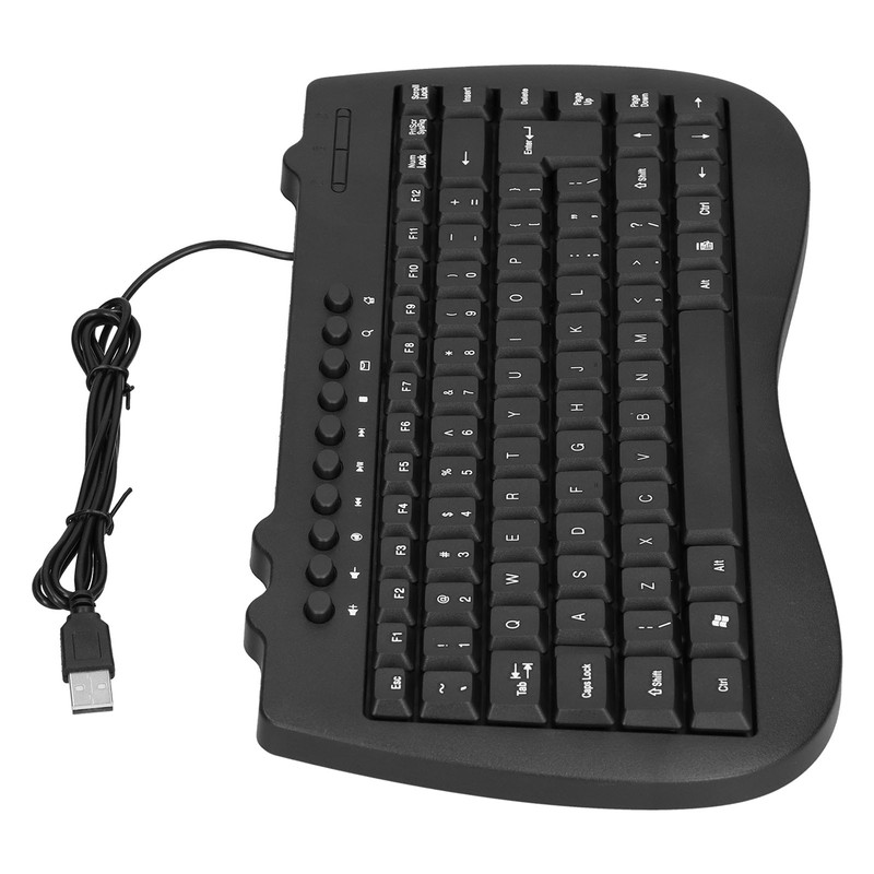 USB Keyboard Durable Plastic 87 Keys KB‑301B Keypads General Ergonomically