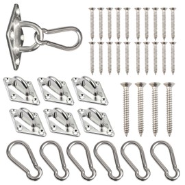 GUIRMOLLY Pad Eye Square Eye Plate Stainless Steel Ring 304 Stainless Clip Corrosion Resistant Fixing Stopper Dynamic Hardware High Strength (6pcs Pad Eyes+6pcs Spring Snap+24pcs Screws)