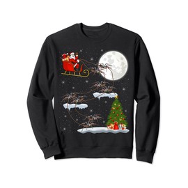 Funny Xmas Lighting Tree Santa Riding Tarantula Christmas Sweatshirt