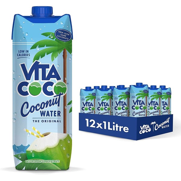 Vita Coco - Pure Coconut Water (1L x 12) - Naturally Hydrating - Packed With Electrolytes - Gluten Free - Full Of Vitamin C & Potassium