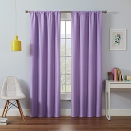 Eclipse Modern Blackout Thermal Rod Pocket Window Curtain for Bedroom or Living Room (1 Panel), Polyester Microfiber Fabric, Light Purple, 42 x 95