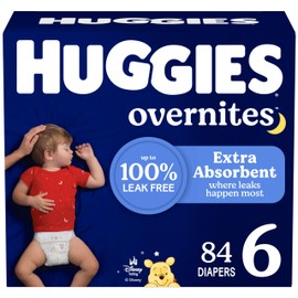 Huggies Size 6 Overnites Baby Diapers: Overnight Diapers, Size 6 (35+ lbs), 84 Ct (2 Packs of 42), Packaging May Vary