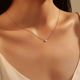 zocare Dainty Silver Heart Pendant Necklace, Sterling Silver Chain, Minimalist Design, One Size, Sterling Silver, No Gemstone