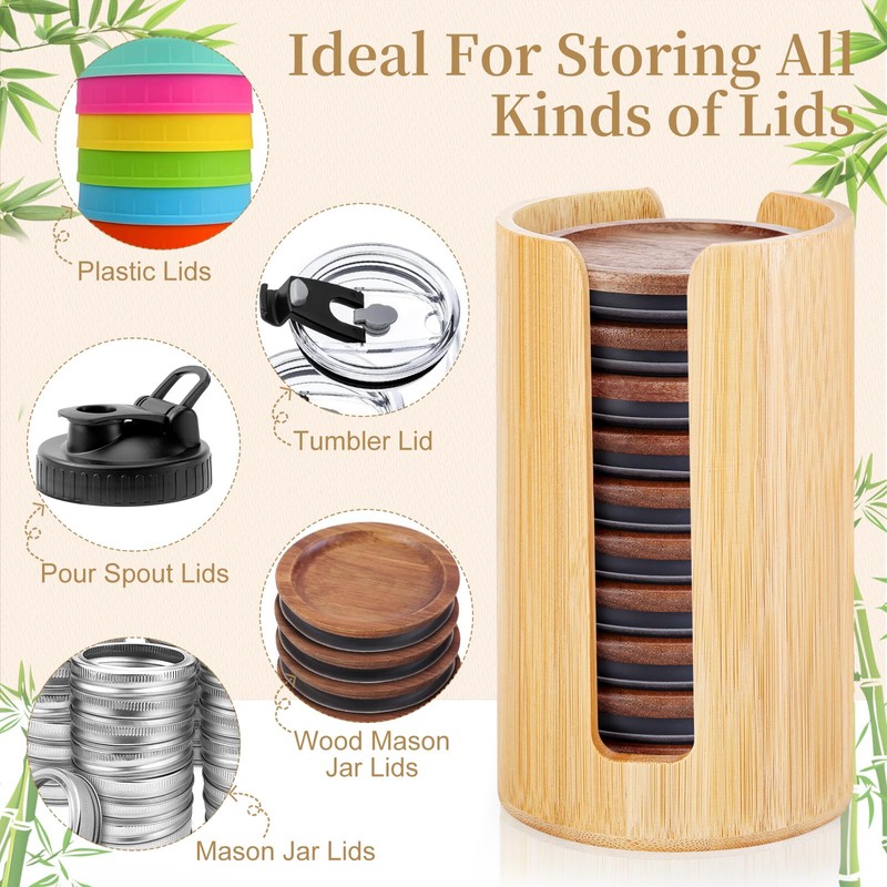 AFOROEOA 2 Pack Mason Jar Lid Organizer (Wide Mouth &