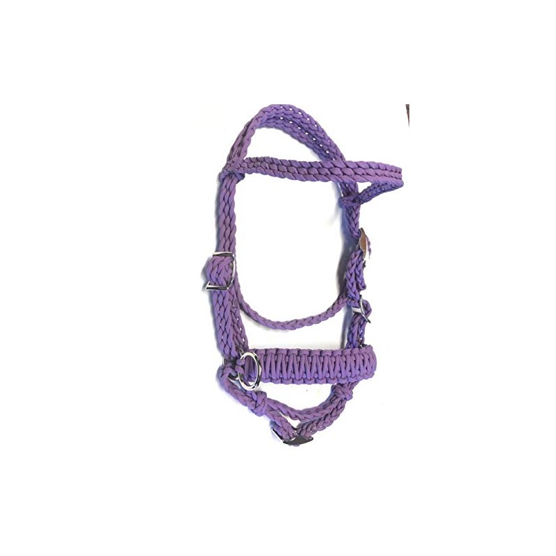 large pony bitless bridle horse tack lilac purple side pull