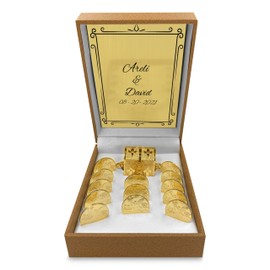 Genérico Arras de Boda - Arras Matrimoniales Con Baño de Oro de 24k con Cofre y Estuche, Wedding Unity Coins (Virgen Completa)