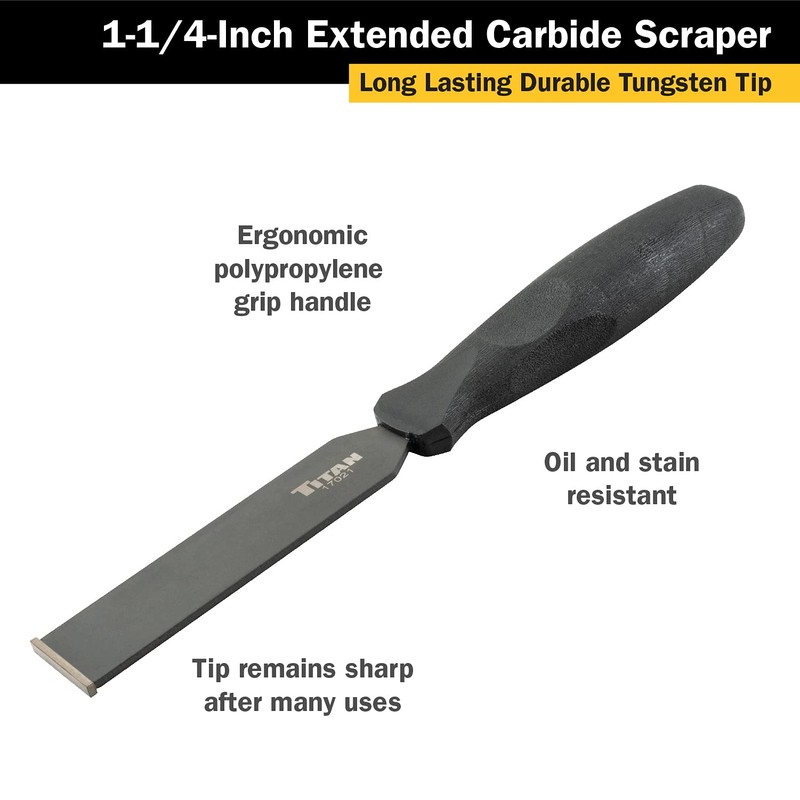 Titan 17021 Carbide Scraper, Long, 1-1/4 Blade