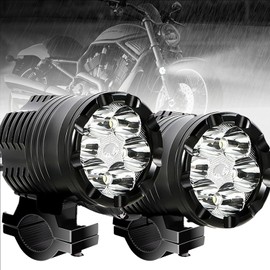 RATSTONE Additional Motorcycle Headlights, 2 Pieces LED Motorcycle Headlights, Motorcycle LED, 6000 K, Aluminium, Waterproof and Dustproof, Compatible with Most Motorcycles