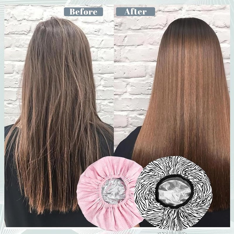 2PCS Deep Conditioning Heat Caps Waterproof Double Layer Hot Oil