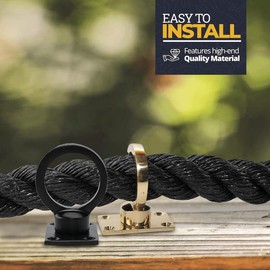 SGT KNOTS Rope Eye Plate - Easy to Install Weather Proof Anti-Rust Properties Perfect for Handrails Rope Rail Support Indoor and Outdoor use Stair Rope Eye Plate (1 inch, Black)