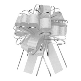 MECCANIXITY 20pcs 8 Inch Large Pull Bow Gift Wrapping Bows Ribbon Organza Silver for Wedding Baskets Presents Christmas Valentine's Day Party