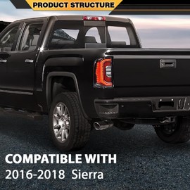 CNNELL LED Tail Light Assembly w/Bulb Left Driver Side Compatible with GMC Sierra 1500 2016-2018/Fit GMC Denali 1500 2016-2018/Fit GMC Sierra 1500 Limited 2019 GM2801295 84365931 84233588