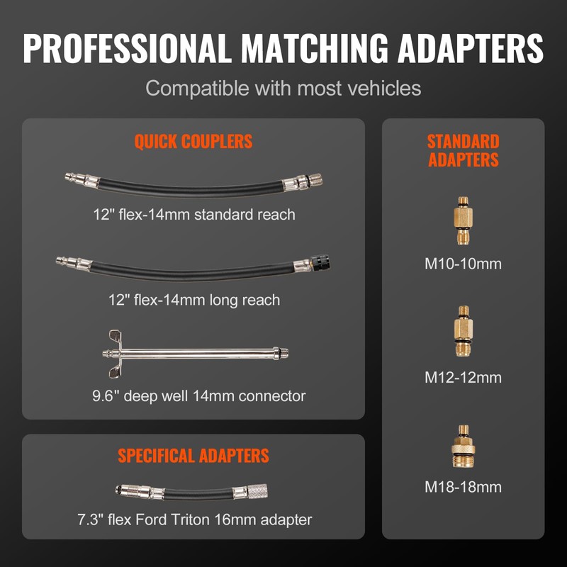 VEVOR Compression Tester Adapter Kit, 9 Pcs Automotive Engine Cylinder