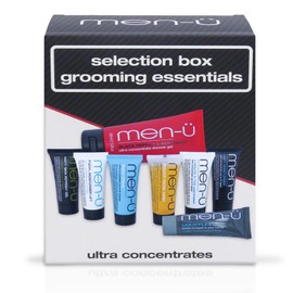 men-u mens gift sets SELECTION BOX GROOMING ESSENTIALS – Perfect mens skincare introduction. Mens toiletries set w/the full ultra-concentrate range. Body, Skincare & Styling Gifts for men by men-u