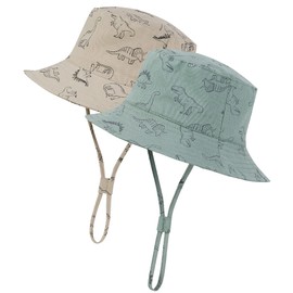Durio Baby Bucket Hat Toddler Sun Hat Baby Hats for Baby Boy Girl Summer Beach UPF 50+ Sun Protection 2Pack Seaweed Blue/Khaki 12-24 Months