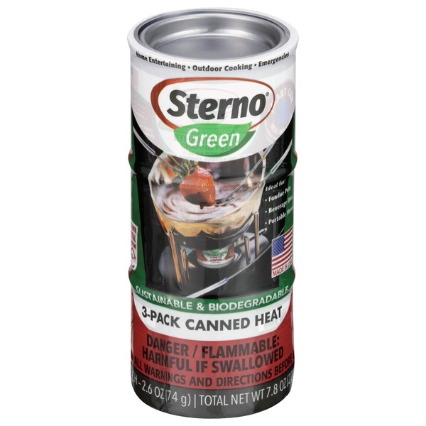 Sterno 20602 Entertainment Cooking Fuel, 3-Pack Canned Heat, 2.6 Ounce, Red