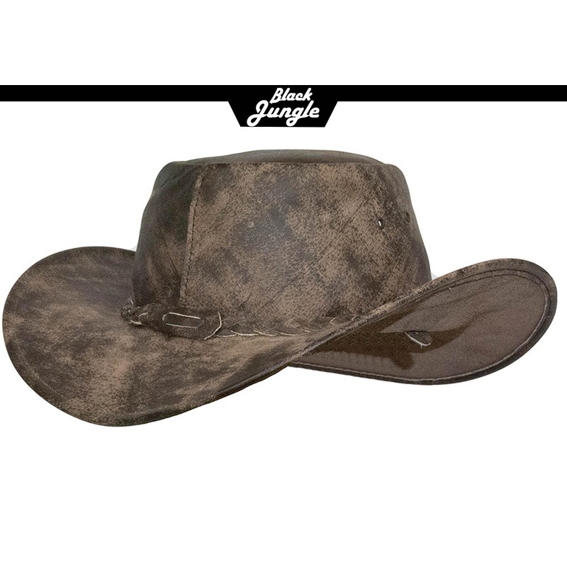 Black Jungle Denver Leather Western Hat Full Leather Cowboy Hat