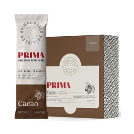 PRIMA Grass Fed Protein Bars, Cacao, 7 Pack | Animal-Based Protein Bar with Beef Tallow, Raw Honey, Seed Oil Free, Gluten-Free | 396g | 14 oz - Quantity: 2 Packs (14 Bars Total)
