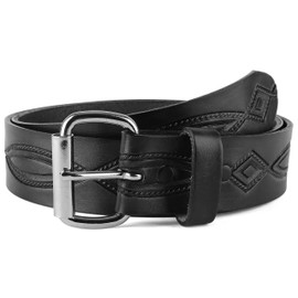 Men's Top Grain Vintage Distressed leather Belt,easy to change Roller buckle,1.5" Wide, Made in USA,black,M116,size 32