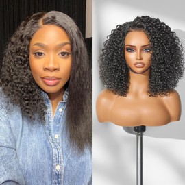 LUVME HAIR Wet and Wavy 5x5 Closure Water Wave Short Curly Bob Glueless Wigs Human Hair Pre Plucked Pre Cut Lace Side Part 100% Human Hair Wig 16 Inches