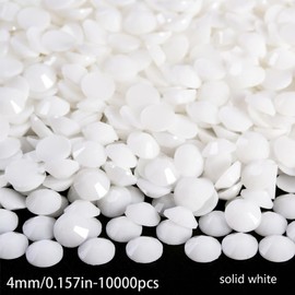10000pcs 4mm Solid White Bedazzling gem Flatback Rhinestones Bulk Colorful Rhinestones for Nails DIY Nail Art, face Stickers, Body Art, Clothes, Bags, Craftsman's Jewelry