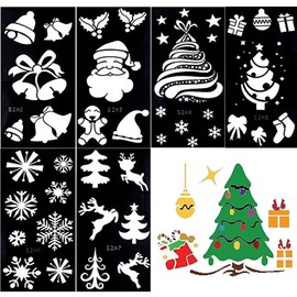 6 Sheets Glitter Tattoo Stencils for Kids Christmas Party Decoration Chlidren Drawing Templates Temporary Tattoo