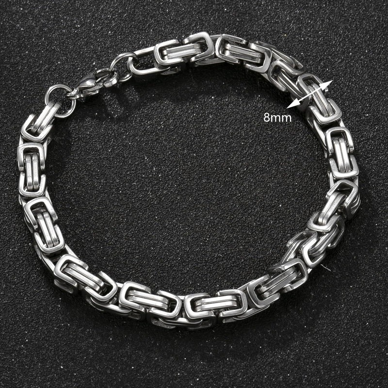 Kim Carrey Stainless Steel Bicycle Chain Bracelet for Men, 8mm